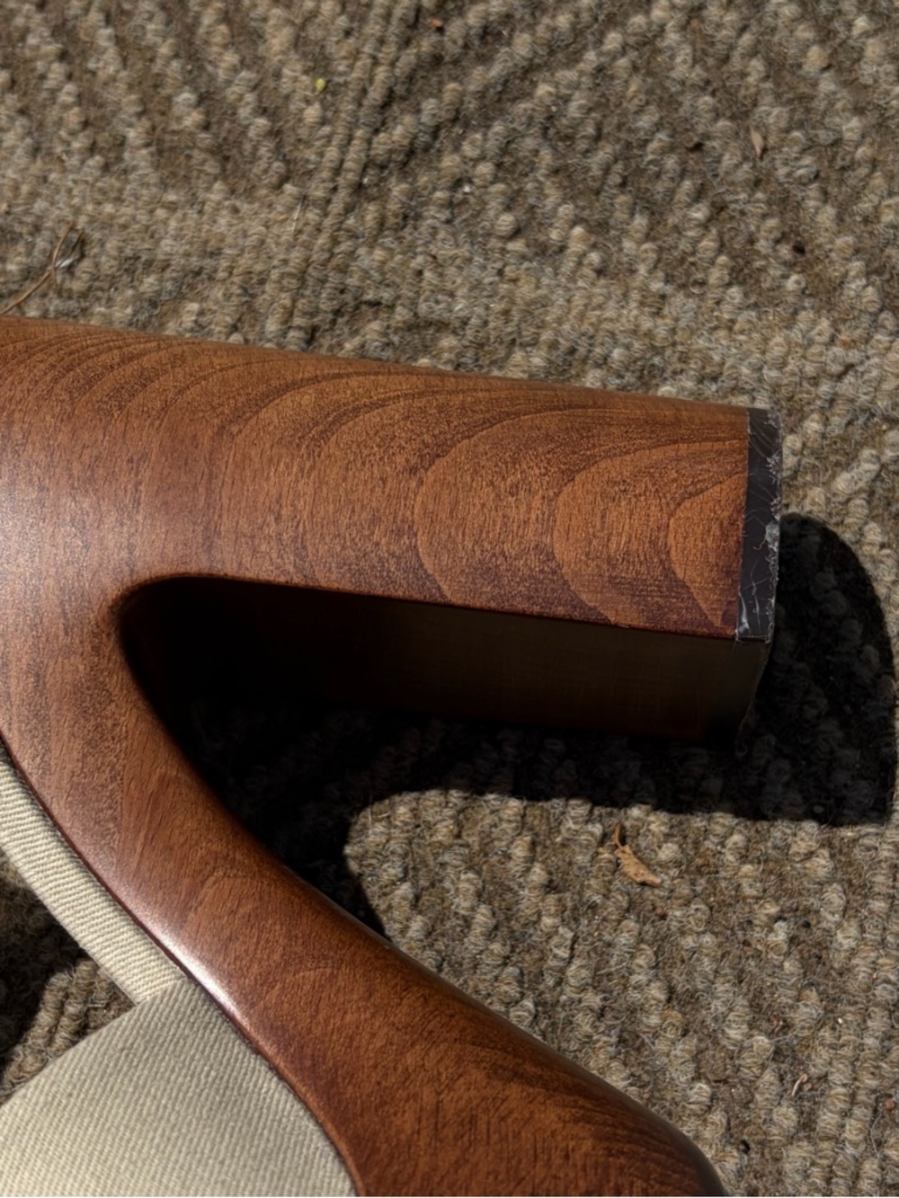 Saint Laurent Cream Leather Platform Sandal with Wood-Effect Heel - Picture 7 of 15